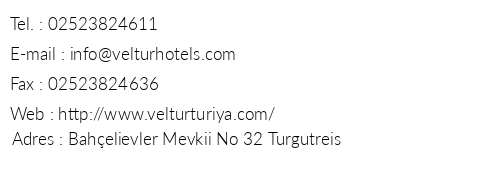 Turiya Hotel & Spa telefon numaraları, faks, e-mail, posta adresi ve iletişim bilgileri